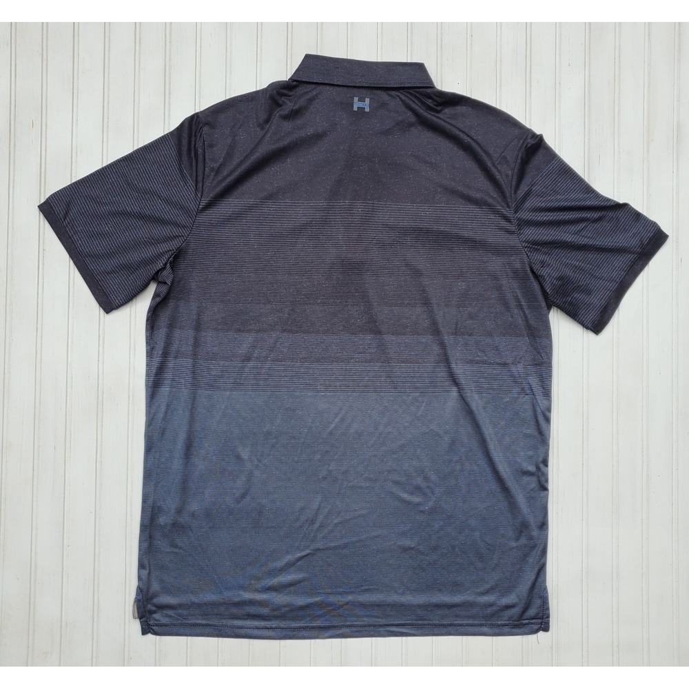 Hawke & Co Mens Performance Golf Polo Shirt Black Gray Ombre Striped Medium - Picture 6 of 7